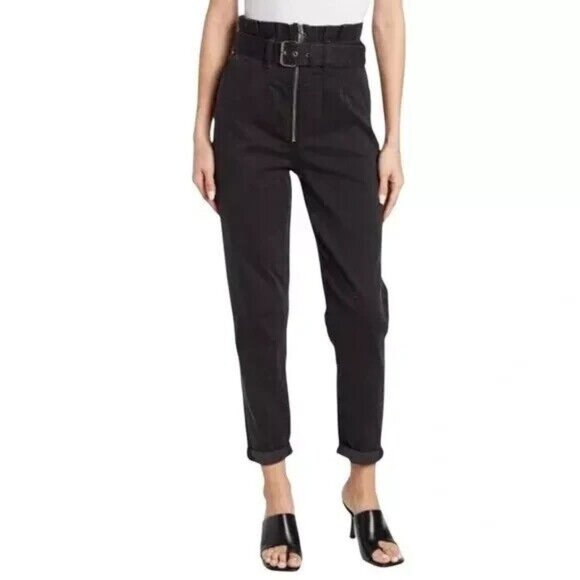 Joes Jeans Black Calypso Paperbag High Rise Tapered Ankle Belted - Picture 1 of 10